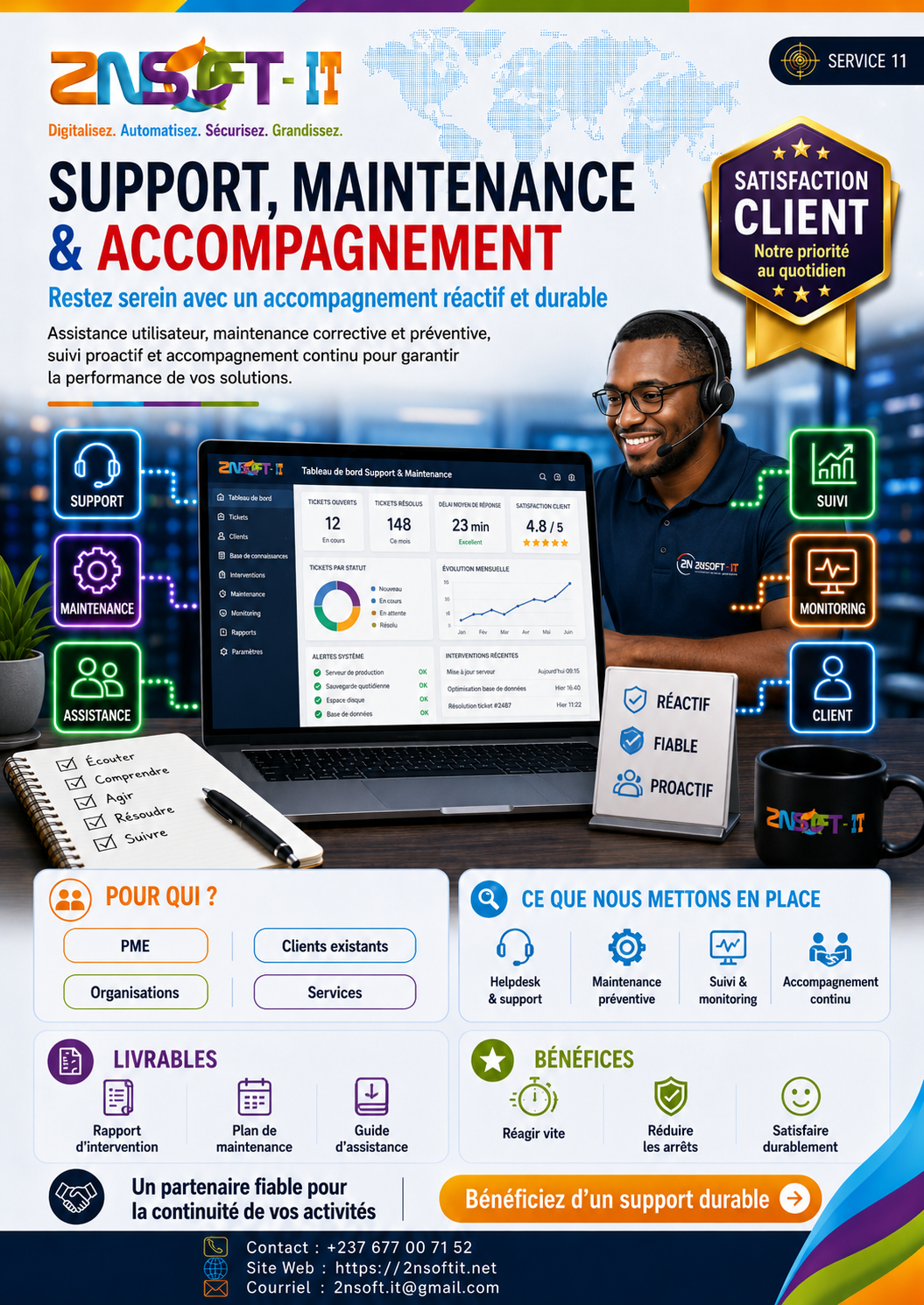Support IT 2NSOFT-IT pour maintenance assistance utilisateur et satisfaction client